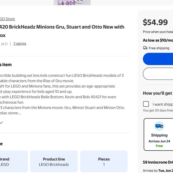 Lego 40420 BrickHeadz Minions Gru, Stuart and Otto New Retired Set - Picture 2 of 6